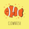 Cute card with clown fish, vector illustration