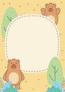 Cute card design template with bear illustration