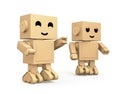 Cute Cardboard Robots isolated on white background