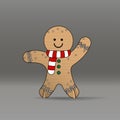Cute cardboard scene Gingerbread character - vector illustration