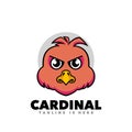 Cute cardinal angry head mascot logo illustration