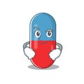 A cute caricature picture of pills drug having confident gesture