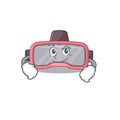 A cute caricature picture of vr glasses having confident gesture