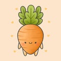 Cute carrot cartoon hand drawn style