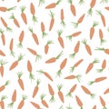 Cute carrot seamless pattern. Cartoon carrot vegetable simple design for textile print fabric. White background