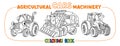 Cute cars coloring book set Agricultural machinery