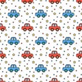 Cute cars and stars seamless pattern