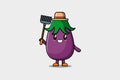 Cute cartoon Agricultural worker Eggplant Royalty Free Stock Photo