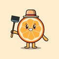 Cute cartoon Agricultural worker orange fruit