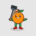 Cute cartoon Agricultural worker orange pitchfork