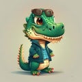 Cute Cartoon Aligator Character