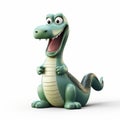 Cute Cartoon Alligator: 3d Loch Ness Monster In Mythological Style