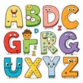 Cute cartoon alphabet characters Royalty Free Stock Photo