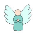 Cute cartoon angel. Christmas toy in doodle style. Vector illustration isolated o white Royalty Free Stock Photo