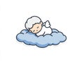 Sleeping Baby on a Cloud - Cute Cartoon Illustration Royalty Free Stock Photo