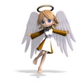 Cute cartoon angel with wings and halo. 3D