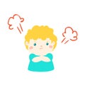 Cute cartoon angry boy character . Royalty Free Stock Photo