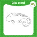 Cute cartoon animal - coloring page for kids. Educational Game for Kids. Vector . Color iguana Royalty Free Stock Photo