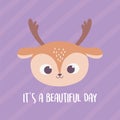 Cute cartoon animal face adorable little deer horned