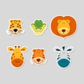 Cute cartoon animal faces set Royalty Free Stock Photo