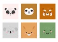 Cute cartoon animal faces set. Party decor for children. Childish print for cards, stickers, invitation, nursery decoration. Royalty Free Stock Photo
