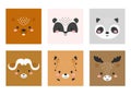 Cute cartoon animal faces set. Party decor for children. Childish print for cards, stickers, invitation, nursery decoration. Royalty Free Stock Photo