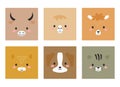 Cute cartoon animal faces set. Party decor for children. Childish print for cards, stickers, invitation, nursery decoration. Royalty Free Stock Photo