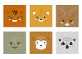 Cute cartoon animal faces set. Party decor for children. Childish print for cards, stickers, invitation, nursery decoration. Royalty Free Stock Photo