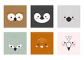 Cute cartoon animal faces set. Party decor for children. Childish print for cards, stickers, invitation, nursery decoration. Royalty Free Stock Photo