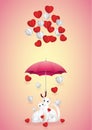 Cute cartoon,Animal Love and Valentine`s day.