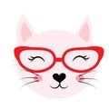 Cute cartoon animal with red glasses vector illustration Royalty Free Stock Photo