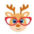 Cute cartoon animal with red glasses vector illustration Royalty Free Stock Photo