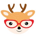 Cute cartoon animal with red glasses vector illustration Royalty Free Stock Photo