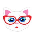 Cute cartoon animal with red glasses vector illustration Royalty Free Stock Photo