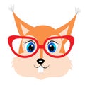 Cute cartoon animal with red glasses vector illustration Royalty Free Stock Photo