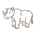 Cute cartoon animals. Cute funny rhinoceros. Zoo and nature animals.