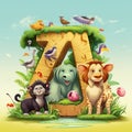Cute cartoon animals Zoo alphabet with funny animals  Made With Generative AI illustration Royalty Free Stock Photo