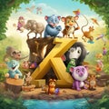 Cute cartoon animals Zoo alphabet with funny animals  Made With Generative AI illustration Royalty Free Stock Photo