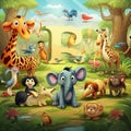 Cute cartoon animals Zoo alphabet with funny animals  Made With Generative AI illustration Royalty Free Stock Photo