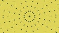 Cute cartoon animation of the small green leaves rotating in kaleidoscope on yellow background. Seamless loop animation