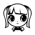 cute cartoon anime girl coloring page illustration generative ai