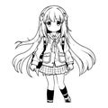 cute cartoon anime girl coloring page illustration generative ai