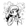 cute cartoon anime girl coloring page illustration generative ai