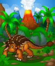 Cute cartoon ankylosaurus. Isolated illustration of a cartoon dinosaur