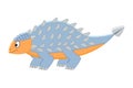 Cute cartoon ankylosaurus. Vector illustration of dinosaur isolated on white background.
