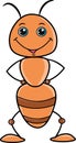 Cute cartoon ant orange and brown color