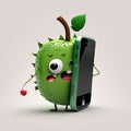 A cute cartoon apple phone character Ai generative