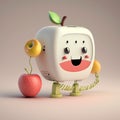 A cute cartoon apple phone character Ai generative