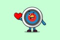 Cute cartoon Archery target holding big red heart Royalty Free Stock Photo