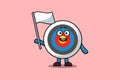 Cute cartoon Archery target mascot with white flag